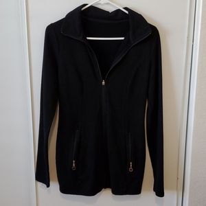 Black fitness jacket for women size s, long sleeve